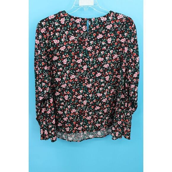 ULLA POPKEN PLUS SIZE 20/22 BLACK FLORAL PRINT BLOUSE WITH BELL SLEEVE WRIST - Picture 4 of 7